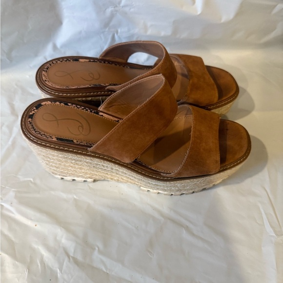 SAM EDELMAN Luca  Leather Wedge Platform Jute Sandals Womens Size 9.5 - Picture 2 of 9